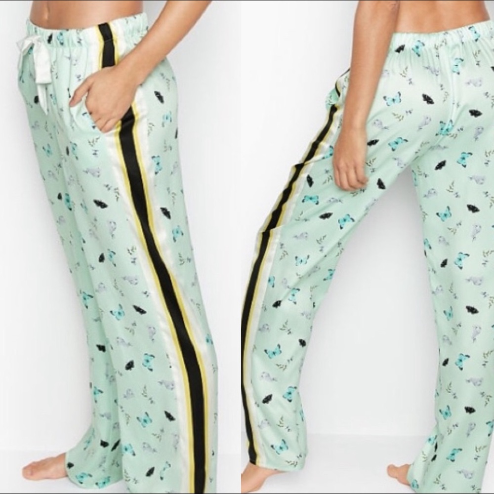 VICTORIA’S SECRET Butterfly Print Green Satin Pajamas